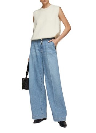 Figure View - Click To Enlarge - MADE IN TOMBOY - HIGH RISE BUTTON FRONT WIDE LEG DENIM JEANS