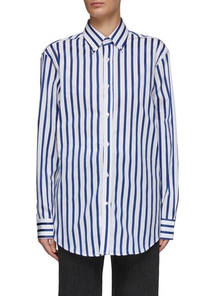 Main View - Click To Enlarge - MADE IN TOMBOY - CURVED HEM BUTTON DOWN STRIPED OXFORD SHIRT