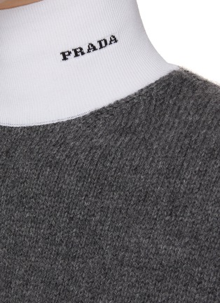  - PRADA - Logo Contrasting Turtleneck Virgin Wool Blend Knit Jumper