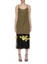 Main View - Click To Enlarge - PRADA - Sequined Flower Chest Logo Bicoloured Mesh Dress
