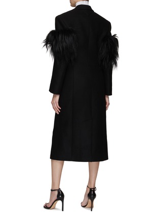 Back View - Click To Enlarge - PRADA - Kidassia Fur Detailing Virgin Wool Double-Breasted Coat