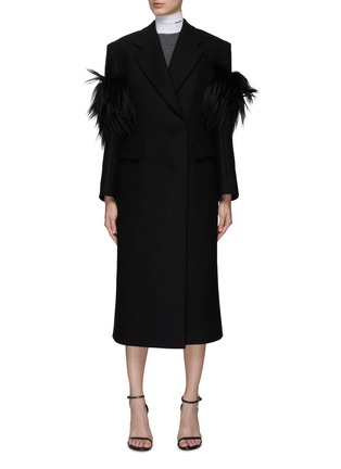 Main View - Click To Enlarge - PRADA - Kidassia Fur Detailing Virgin Wool Double-Breasted Coat