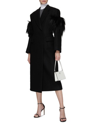 Figure View - Click To Enlarge - PRADA - Kidassia Fur Detailing Virgin Wool Double-Breasted Coat