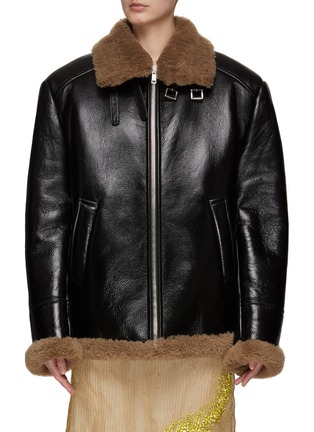 Main View - Click To Enlarge - PRADA - Oversized Shearling Leather Jacket