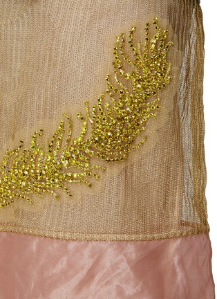  - PRADA - Feather Embroidered Mesh Leather Skirt