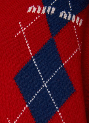  - MIU MIU - Chest Logo Argyle Cashmere Knit V-Neck Sweater