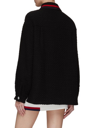 Back View - Click To Enlarge - MIU MIU - Contrasting Trim Virgin Wool Blend Tweed Shirt Jacket