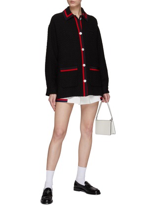 Figure View - Click To Enlarge - MIU MIU - Contrasting Trim Virgin Wool Blend Tweed Shirt Jacket