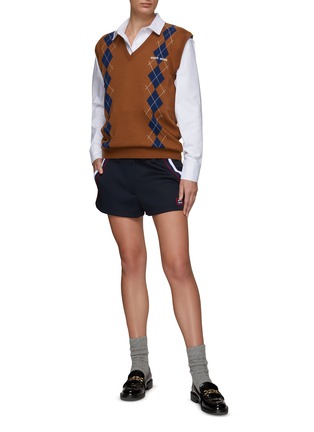 Figure View - Click To Enlarge - MIU MIU - Argyle Cashmere Knit V-Neck Vest