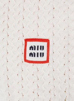 - MIU MIU - Tricoloured Trim Cropped Silk Blend Knit Tennis Polo Shirt