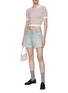 Figure View - Click To Enlarge - MIU MIU - Sailor Collar Striped Ribbed Cotton Knit Fitted Top