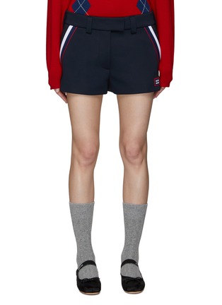 Main View - Click To Enlarge - MIU MIU - Logo Embroidery Striped Tennis Shorts