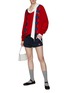 Figure View - Click To Enlarge - MIU MIU - Logo Embroidery Striped Tennis Shorts