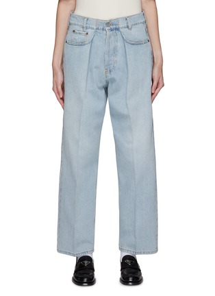 Main View - Click To Enlarge - MIU MIU - Light Washed Cropped Straight Jeans