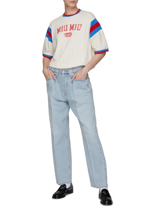 Figure View - Click To Enlarge - MIU MIU - Light Washed Cropped Straight Jeans