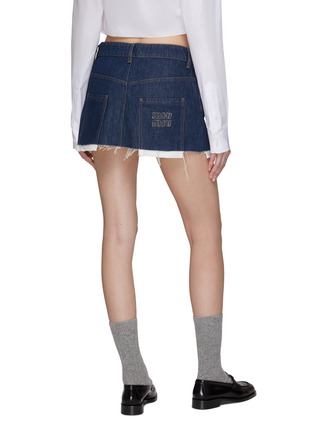 Back View - Click To Enlarge - MIU MIU - Raw Hem Pocket Lining Denim Mini Skirt