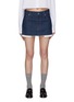Main View - Click To Enlarge - MIU MIU - Raw Hem Pocket Lining Denim Mini Skirt