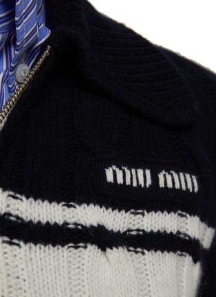  - MIU MIU - Virgin Wool Blend Cable Knit Fitted Zip-Up Jacket