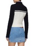 Back View - Click To Enlarge - MIU MIU - Virgin Wool Blend Cable Knit Fitted Zip-Up Jacket