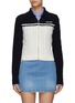 Main View - Click To Enlarge - MIU MIU - Virgin Wool Blend Cable Knit Fitted Zip-Up Jacket