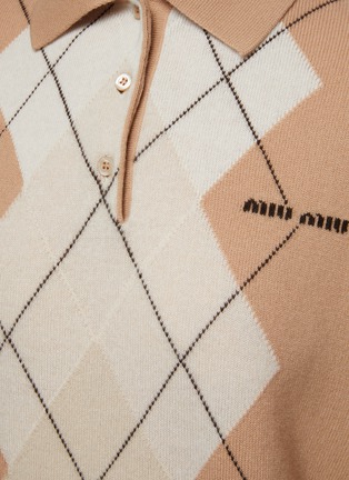 - MIU MIU - Argyle Cashmere Knit Long Sleeve Polo Shirt