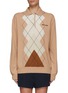 Main View - Click To Enlarge - MIU MIU - Argyle Cashmere Knit Long Sleeve Polo Shirt