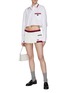 Figure View - Click To Enlarge - MIU MIU - Two-Tone Trimmed Logo Mini Skirt