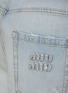  - MIU MIU - Logo Embroidery Raw Hem Pleated Denim Shorts