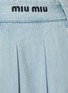  - MIU MIU - Pleated Raw Hem Light Washed Denim Midi Skirt