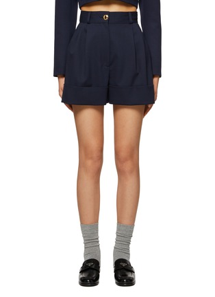 Main View - Click To Enlarge - MIU MIU - Pleated Tailored Wide Leg Shorts