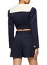 Back View - Click To Enlarge - MIU MIU - Sailor Collar Virgin Wool Blend Cropped Single Breasted Blazer