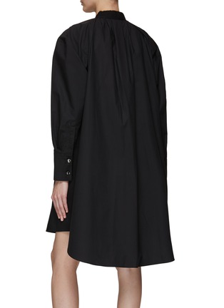 Back View - Click To Enlarge - COMME MOI - PUFF SLEEVE BELTED POPLIN SHIRT DRESS