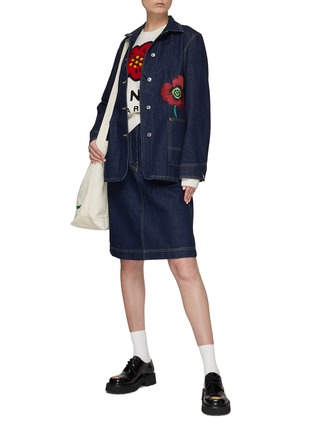 Figure View - Click To Enlarge - KENZO - Poppy Embroidery Denim Work Jacket