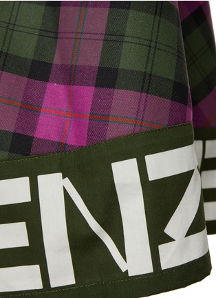 - KENZO - Logo-Appliqued Trim Plaid Cotton Flared Short Skirt