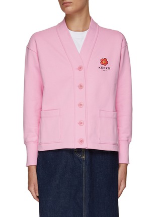Main View - Click To Enlarge - KENZO - Poppy Logo Cotton Blend V-Neck Button-Up Cardigan