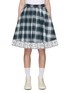 Main View - Click To Enlarge - KENZO - Logo-Appliqued Trim Plaid Cotton Flared Short Skirt