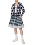 Figure View - Click To Enlarge - KENZO - Logo-Appliqued Trim Plaid Cotton Flared Short Skirt
