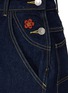  - KENZO - Poppy Embroidery Buttoned Side Knee-Length Denim Skirt