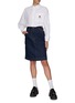 Figure View - Click To Enlarge - KENZO - Poppy Embroidery Buttoned Side Knee-Length Denim Skirt