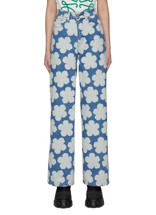 Main View - Click To Enlarge - KENZO - BOKE ALL OVER FLOWER PRINT WIDE LEG JEANS