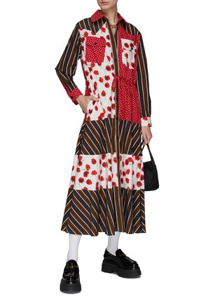Figure View - Click To Enlarge - KENZO - POPPY PRINTED WAIST BELT SHIRT DRESS