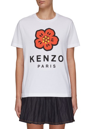 Main View - Click To Enlarge - KENZO - Flower Print Logo Cotton Crewneck T-Shirt