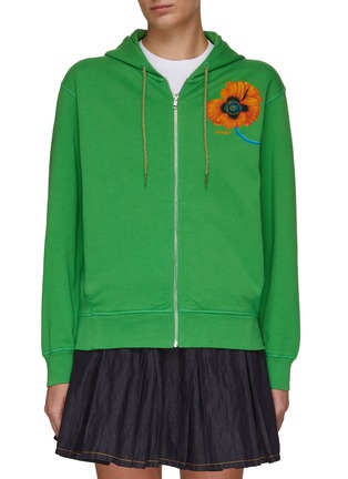 Main View - Click To Enlarge - KENZO - Poppy Graphic Cotton Zip-Up Hoodie