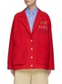 Main View - Click To Enlarge - KENZO - Logo Embroidery Striped Cotton Single Breasted Blazer