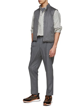 Figure View - Click To Enlarge - EQUIL - ZIP FRONT MOCK COLLAR TONAL SUEDE TRIMS REVERSIBLE CASHMERE VEST