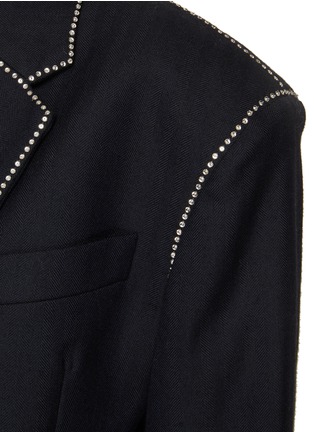  - DRIES VAN NOTEN - Clear Stone Trim Wide Padded Shoulder Double Breasted Blazer