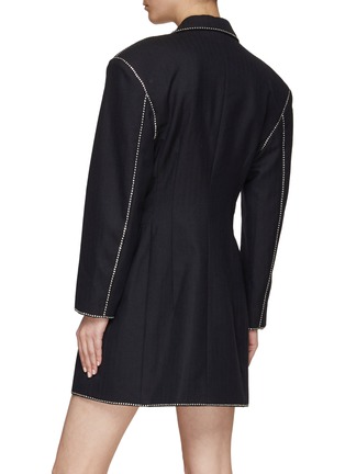 Back View - Click To Enlarge - DRIES VAN NOTEN - Clear Stone Trim Wide Padded Shoulder Double Breasted Blazer