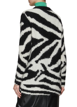 Back View - Click To Enlarge - DRIES VAN NOTEN - ANIMAL PRINT PATCH POCKETS LONGLINE CARDIGAN