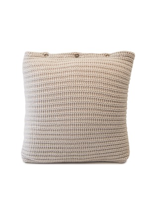 Main View - Click To Enlarge - BRUNELLO CUCINELLI - Buttoned Chunky Cashmere Knit Cushion — Light Gray
