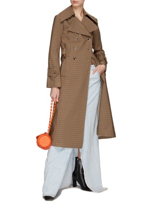 Figure View - Click To Enlarge - A.W.A.K.E. MODE - Exaggerated Collar Shepherd Check Trench Coat